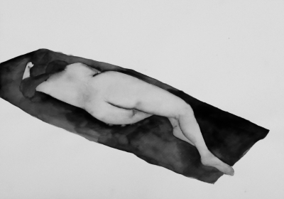 ženský akt 12, akvarel na papieri, 40x30 2008, mária matrková