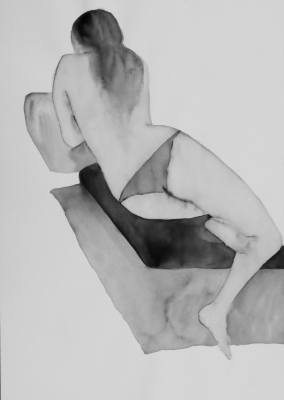 ženský akt 13, akvarel na papieri, 40x30 2008, mária matrková