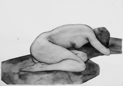ženský akt 3, akvarel na papieri, 40x30 2008, mária matrková