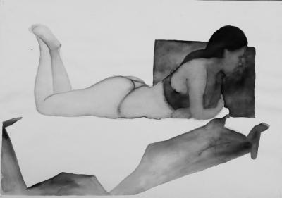 ženský akt 5, akvarel na papieri, 40x30 2008, mária matrková