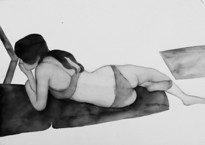 ženský akt 9, akvarel na papieri, 40x30 2008, mária matrková